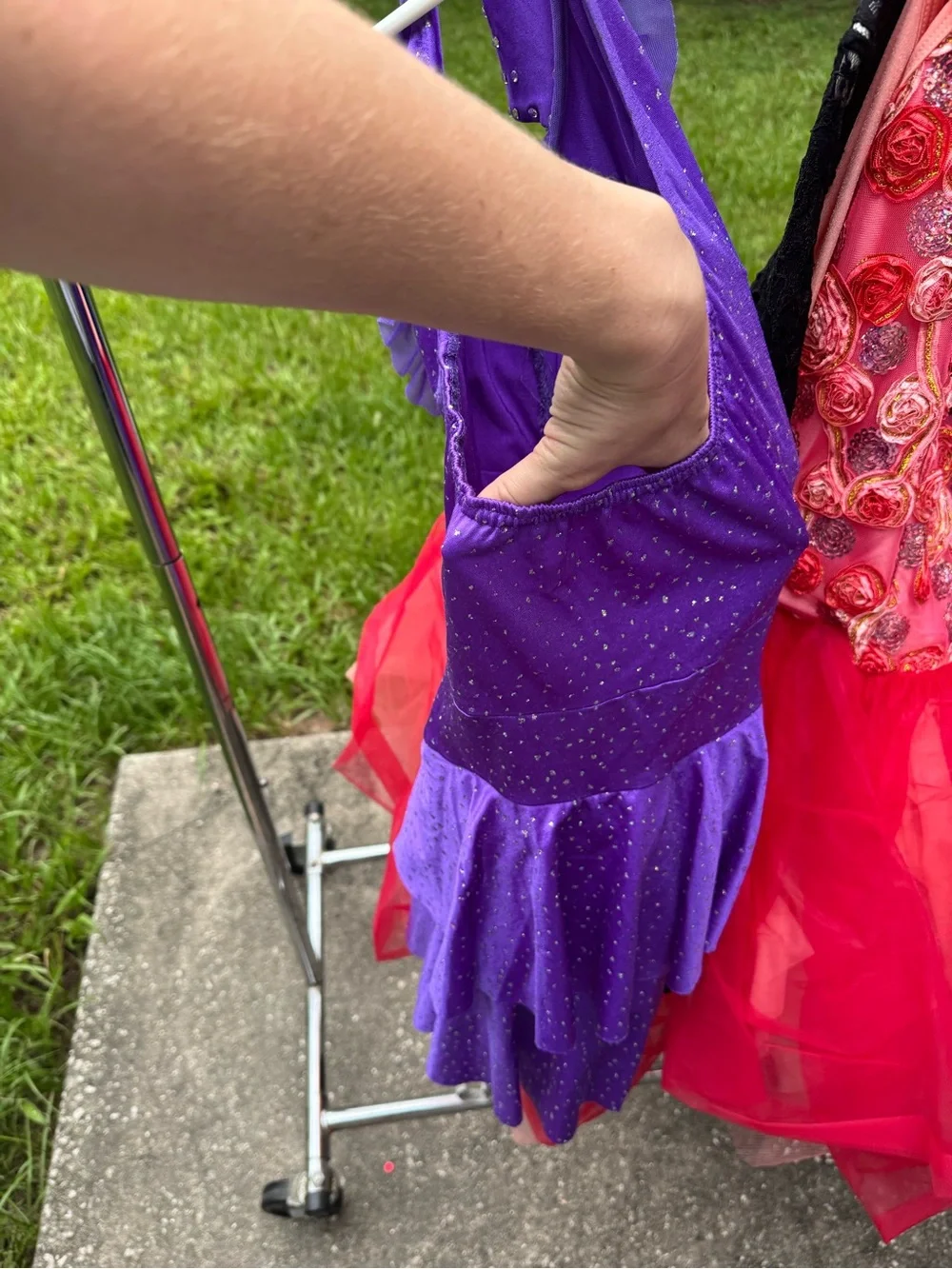 Purple Ruffle Halter Kids dance Costume Dress